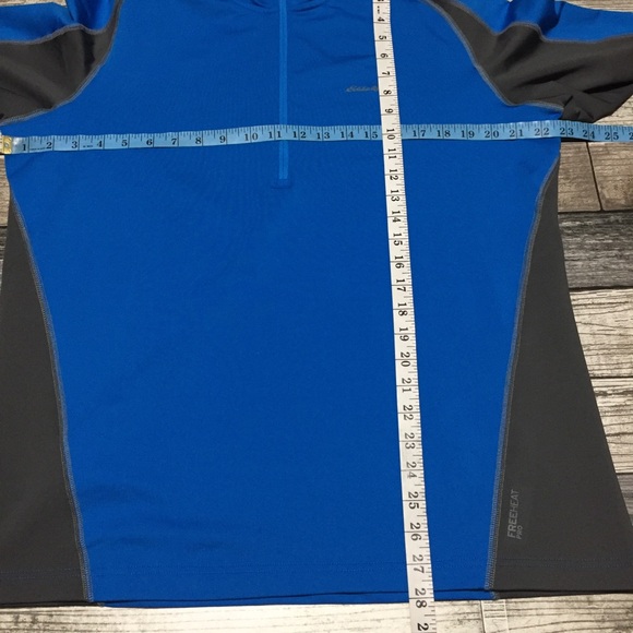 Eddie Bauer First Ascent 1/4 Zip Pullover Men L Blue Gray Stretch Free Heat Pro - Picture 2 of 10